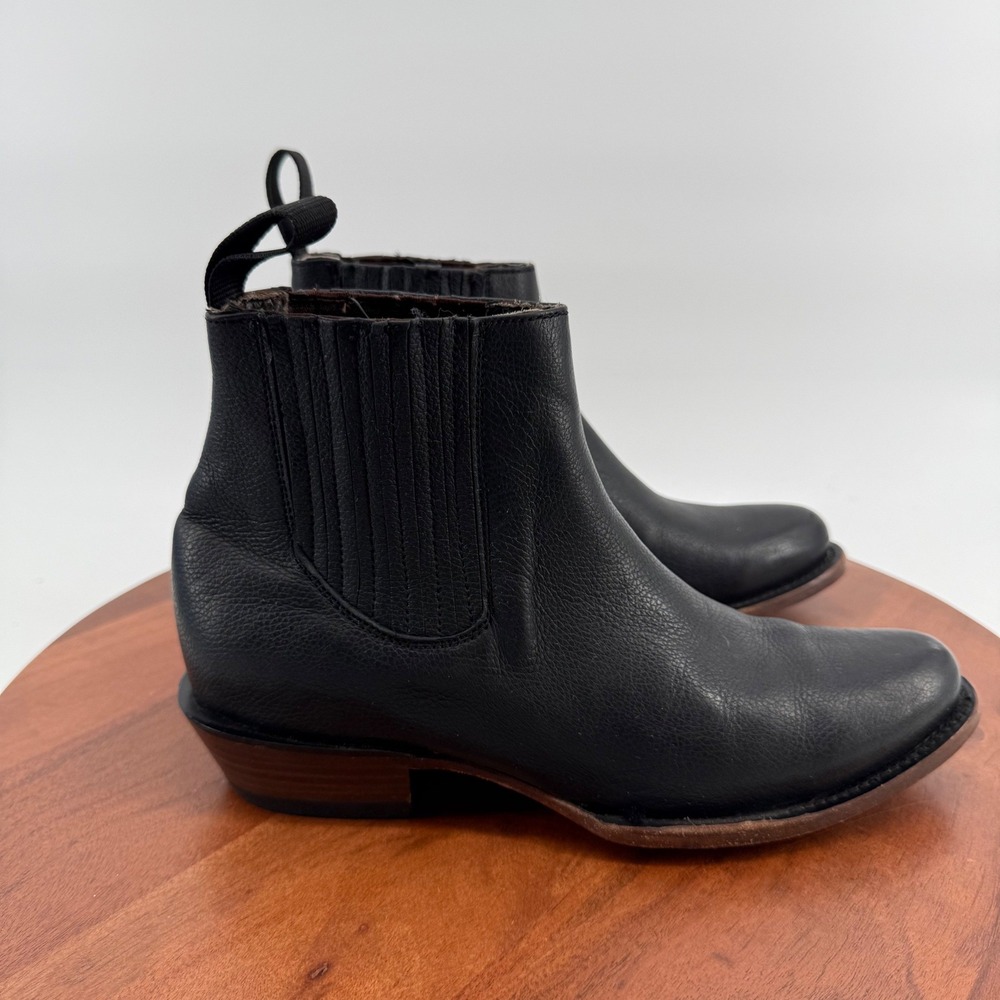 JB Dillon Womens Black Leather Chelsea Western Ankle Boots Pointed Toe Size 9